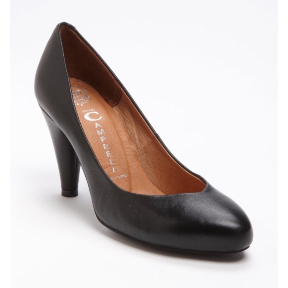 Lane Black Leather Heels